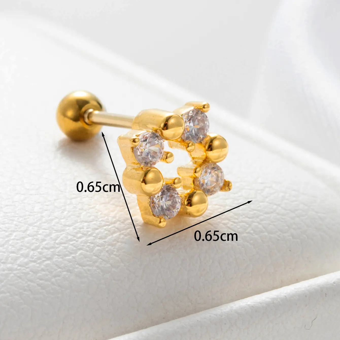 1 Piece Simple Series  Geometric Copper  18K Gold Plated Zircon Women's Stud Earrings h5 